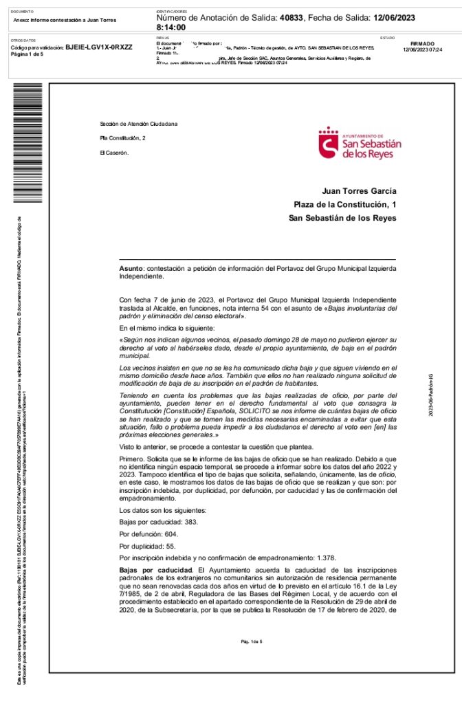 Datos de bajas