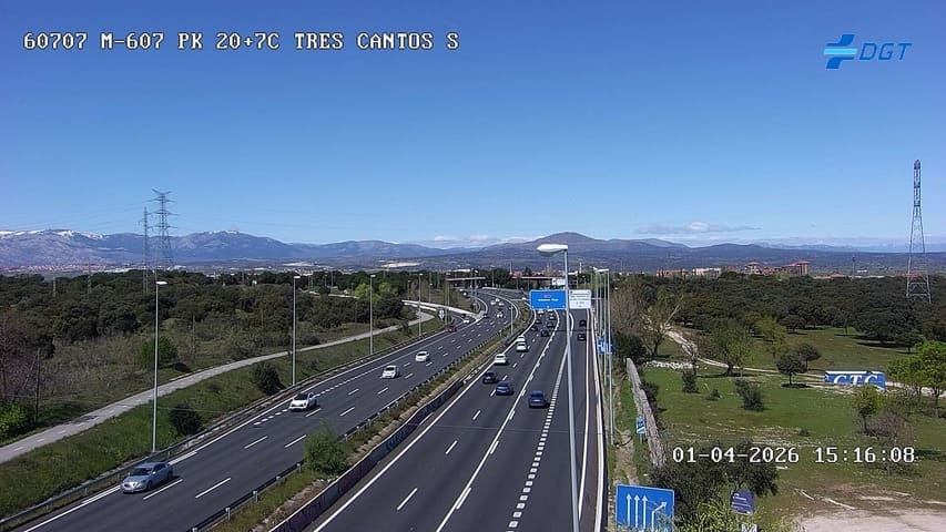 Obras en el puente de acceso a Tres Cantos desde la M-607 con cortes de tráfico
