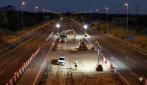 Cortes nocturnos en la M-607 por obras de asfaltado del tercer carril en Tres Cantos