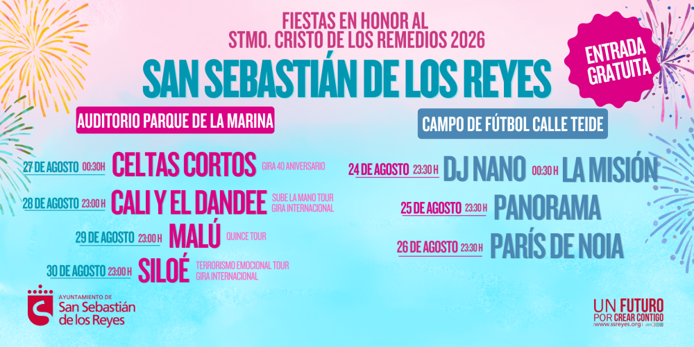 Este es el cartel de los conciertos de las fiestas en honor al Santísimo Cristo de los Remedios