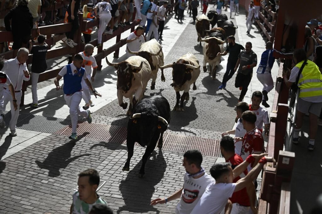 El primer encierro de las fiestas de Sanse deja diez asistencias por caídas