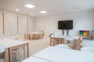 Pabellón de Infantil del CEIP Carmen Hernández Guarch tras su reforma en Tres Cantos